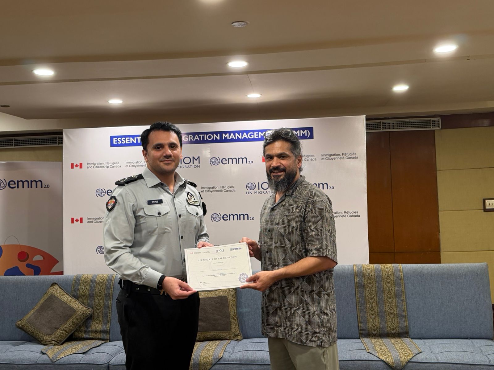Certificate of participation being awarded